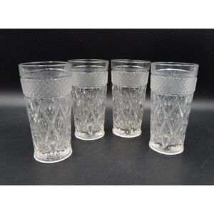 Imperial Glass Cape Cod Design 6 1/2 Inch 14oz Flat Tumblers Set Of 4